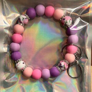 Wristlet Keychain Floral Silicone Beads New In Package